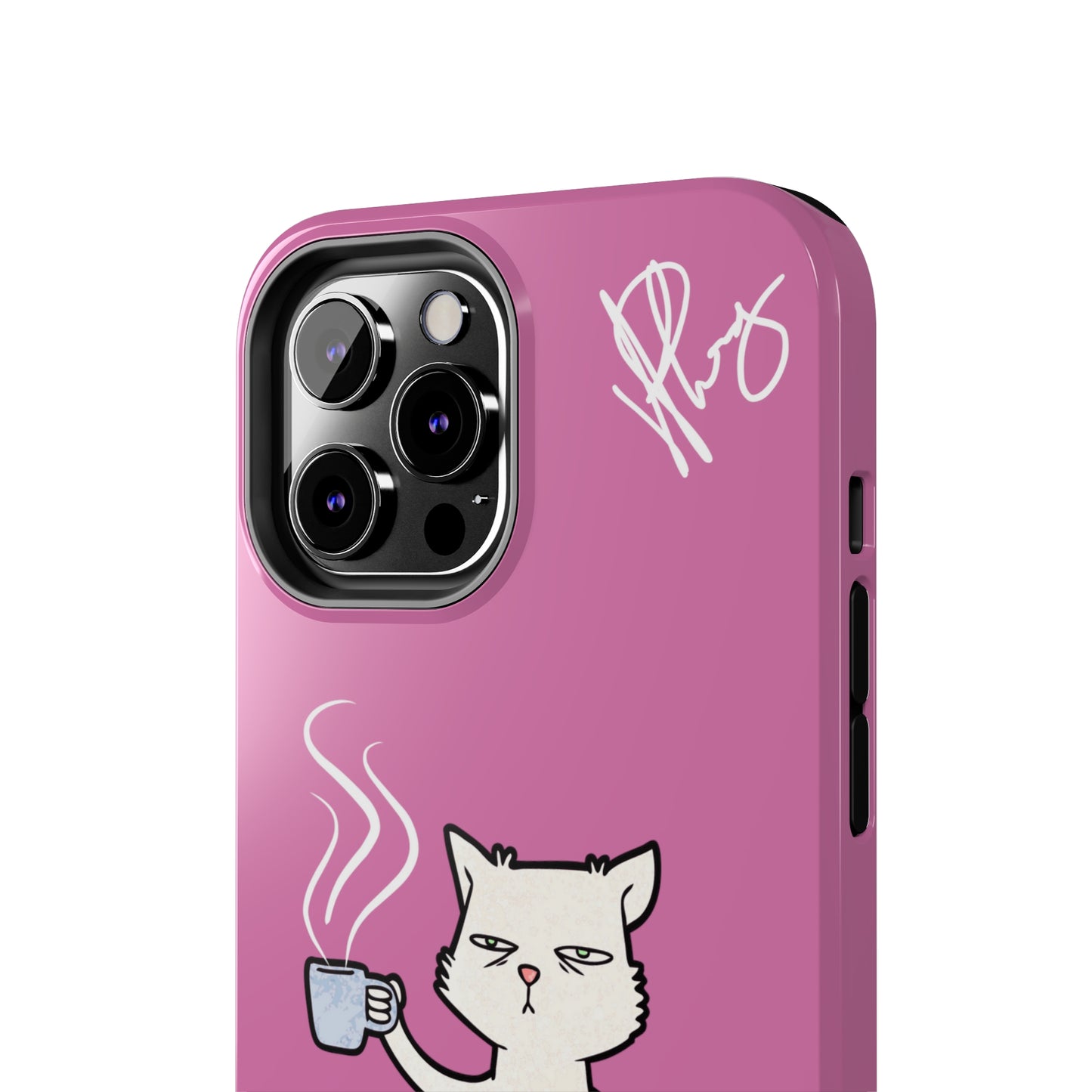 Cutie "Coffee Cat" Pet Design (in a Simple but Kool Tone Pink Base Color) Verision from the 'TPPG Collection' Line carries Several sizes of the "iPhone Series" Tough Phone Cases