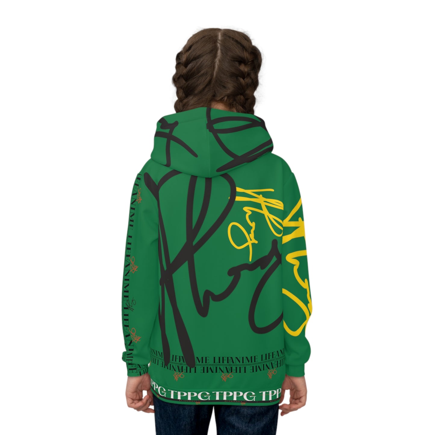 Children's "Anime Life" (Green-Black/Yellow) "TPPG Logo" Hoodie in 6 sizes