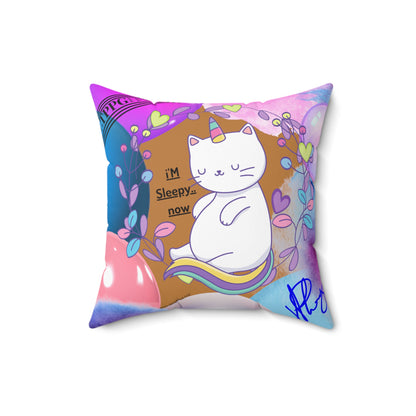 Children Pillow "I'm Sleepy Now" Brown