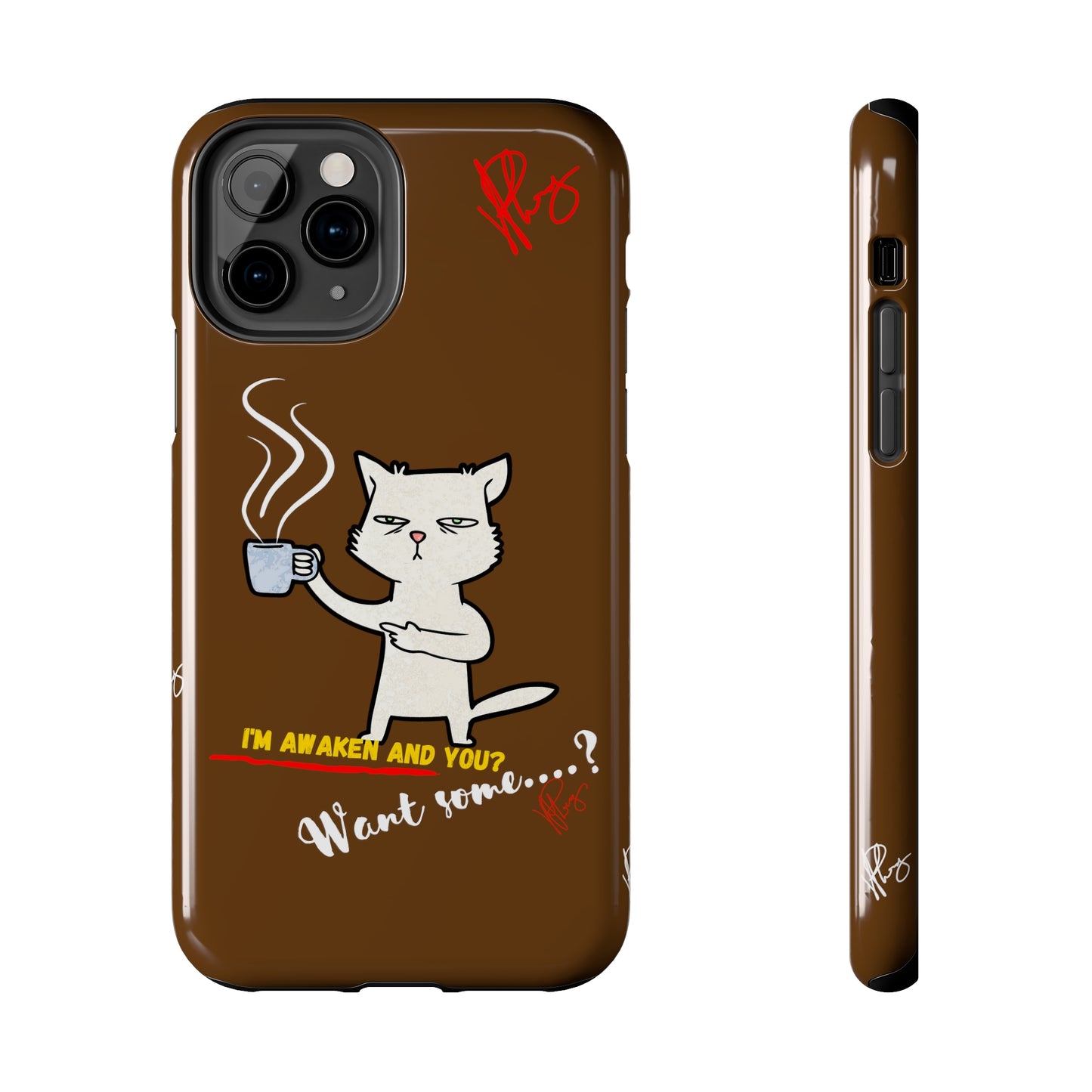 This Lovely Brown Coffee Color Tone - Cutie "Coffee Cat" Pet Design Verision from the 'TPPG Collection' Line carries Several sizes of the "iPhone Series" Tough Phone Cases