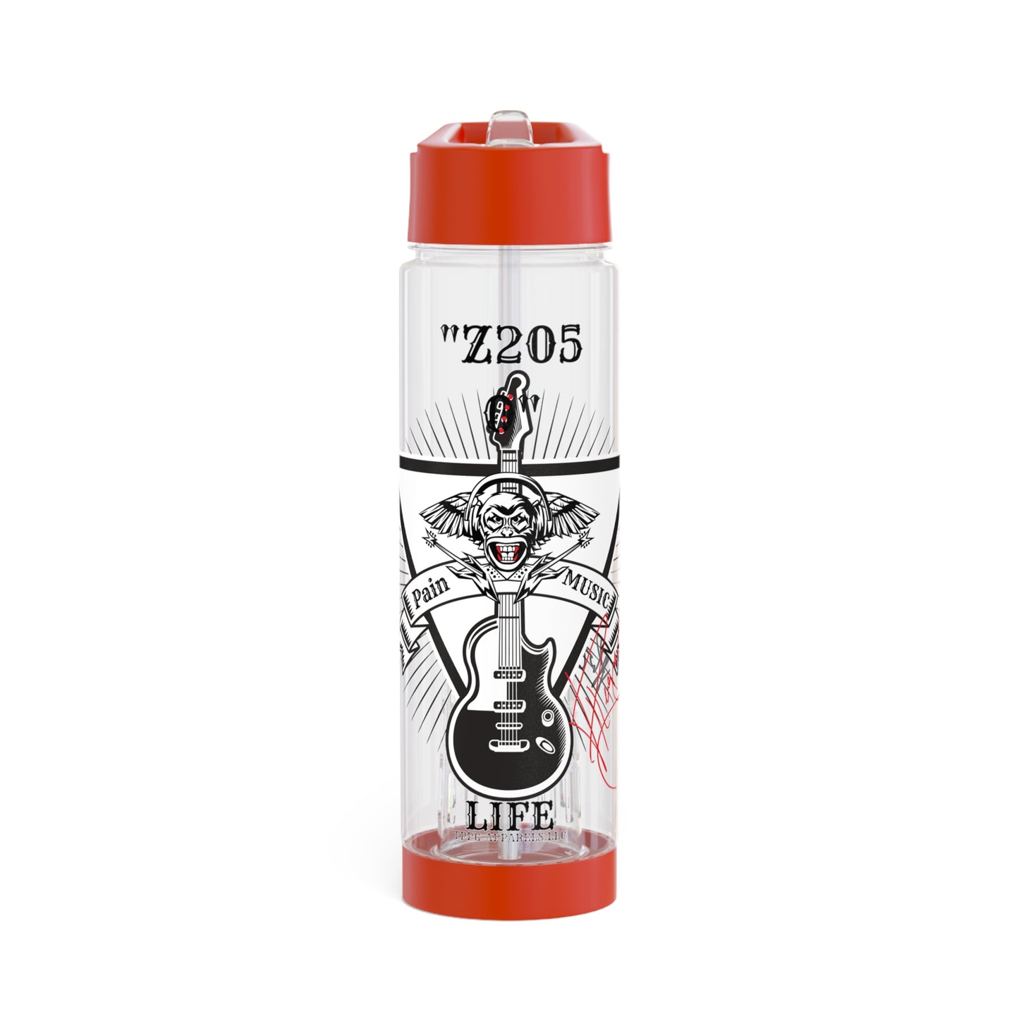 Copy of This cute clear 25oz 'Z2050 Rock Music' Style Design.. INFUSER Water Bottle by the "TPPG-Apparels Brand" Z2050 Collection