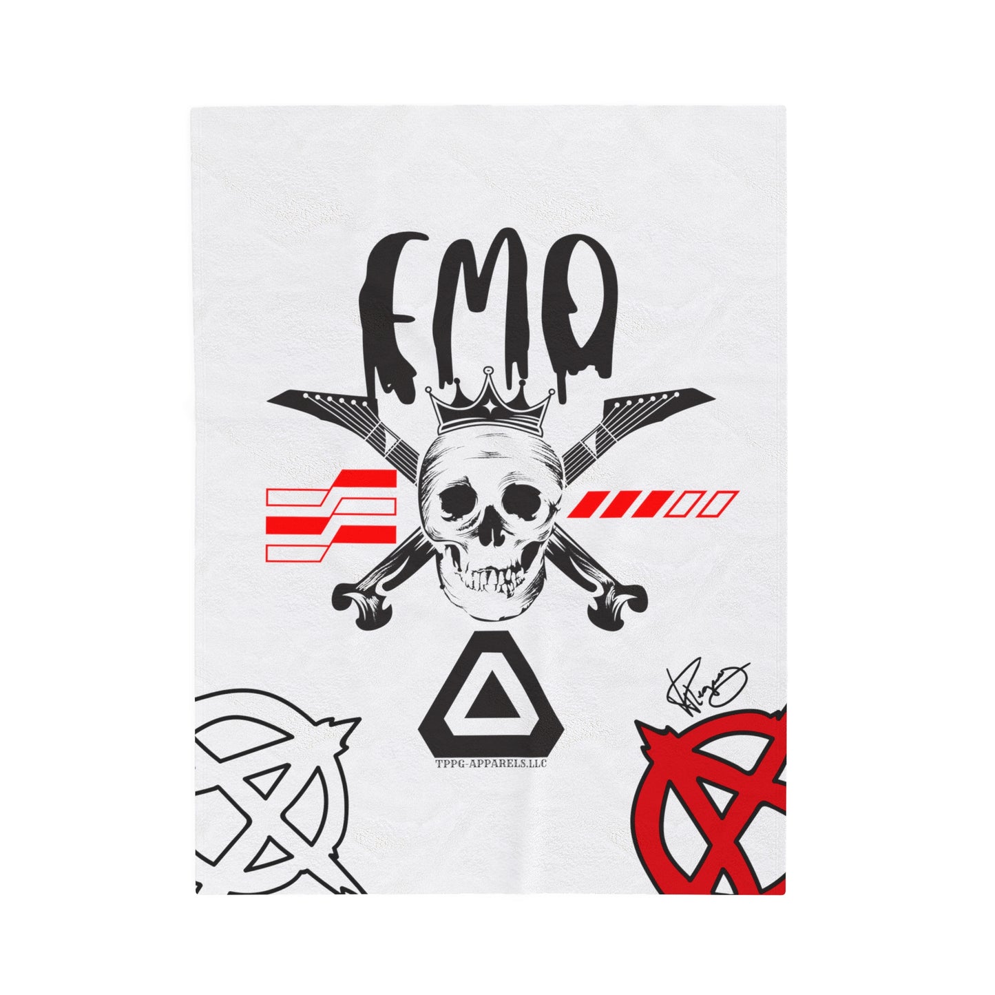 "TPPG-Apparels" Brand Presents one of it's "EMO" Brand Logo Styles White Velveteen Plush Blanket