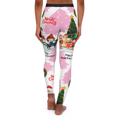 Our (Pink & White) Stylish Women's "Merry Christmas" Spandex Leggings with different sizes By the "TPPG-Apparels" Stylish Brands