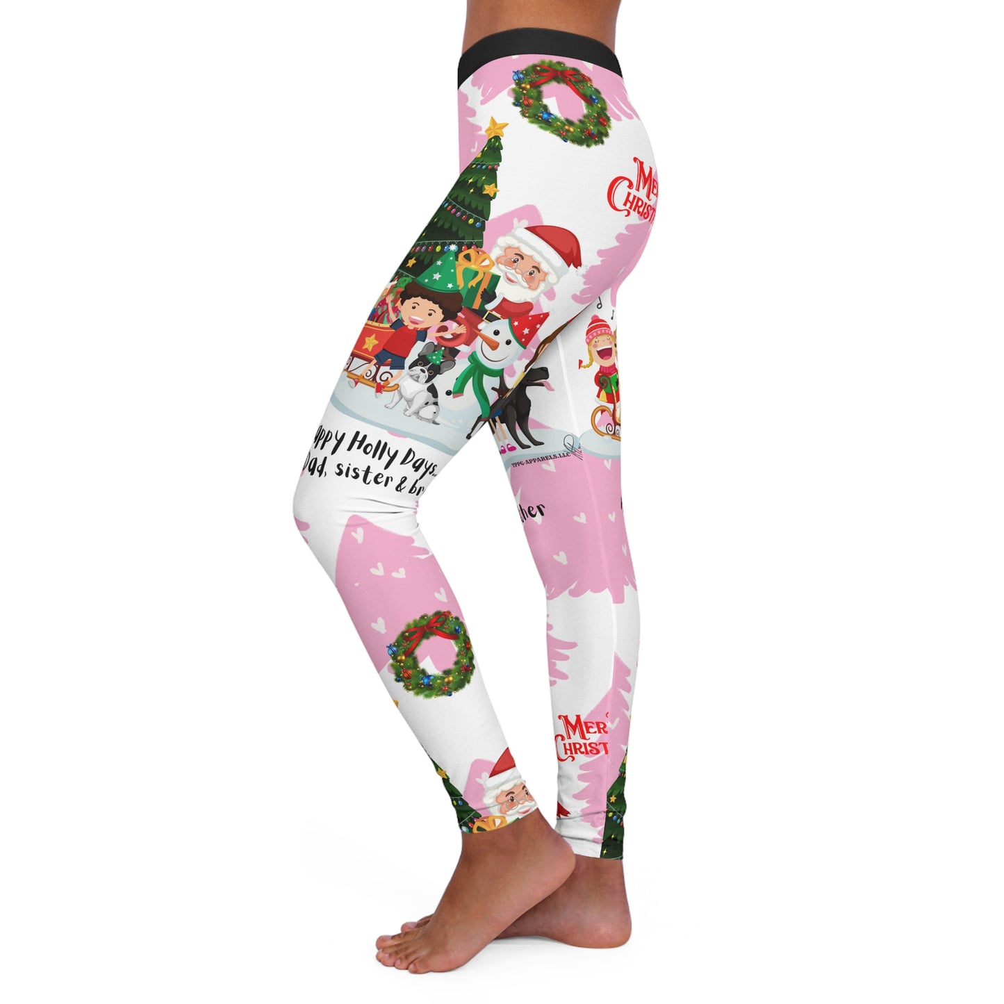 Our (Pink & White) Stylish Women's "Merry Christmas" Spandex Leggings with different sizes By the "TPPG-Apparels" Stylish Brands