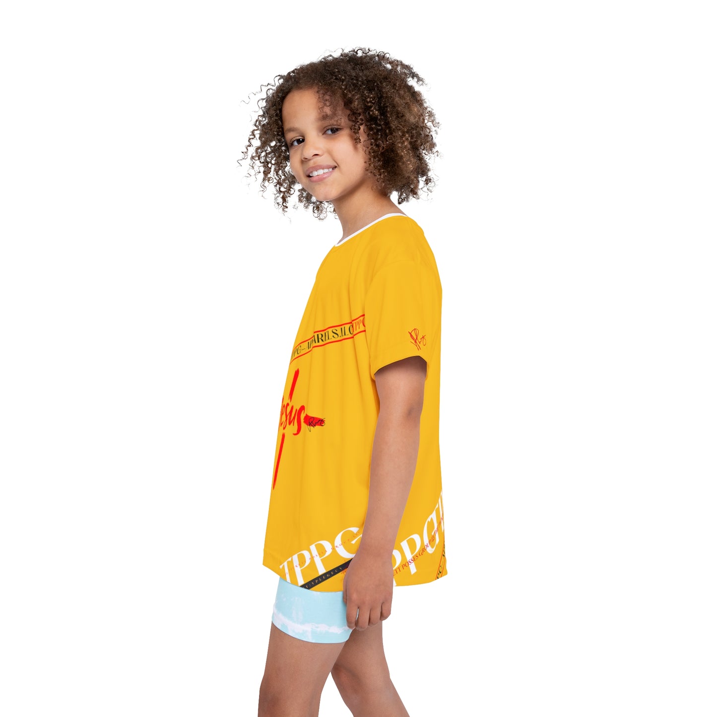 Kids Sport "Jesus Cross" Yellow Jersey/Tee-By:"TPPG" Juniors/Kids Collections