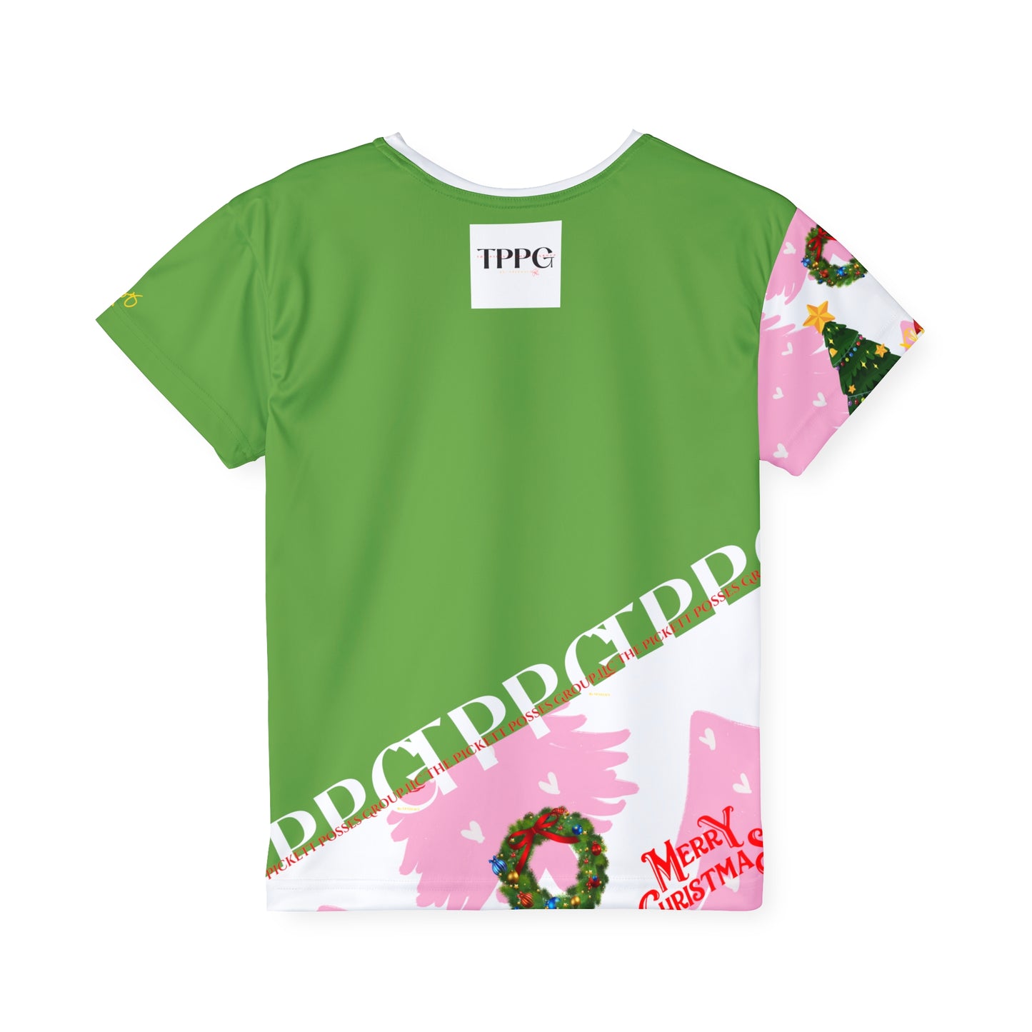 Kids (Lt. Green 'one sleeve' Base Color) 'Holiday/Christmas' Sports Jersey/Tee - By:"TPPG-Apparel" Juniors Collections