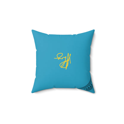 (Children) Spun Polyester ('1-side') Square Pillow (4 sizes-Turquoise Bgd) - By: "TPPG KIds Collection"