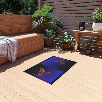 Durable Dark Multi-Color Outdoor Rug/Carpet-'Cat-Boss Man' Style Design