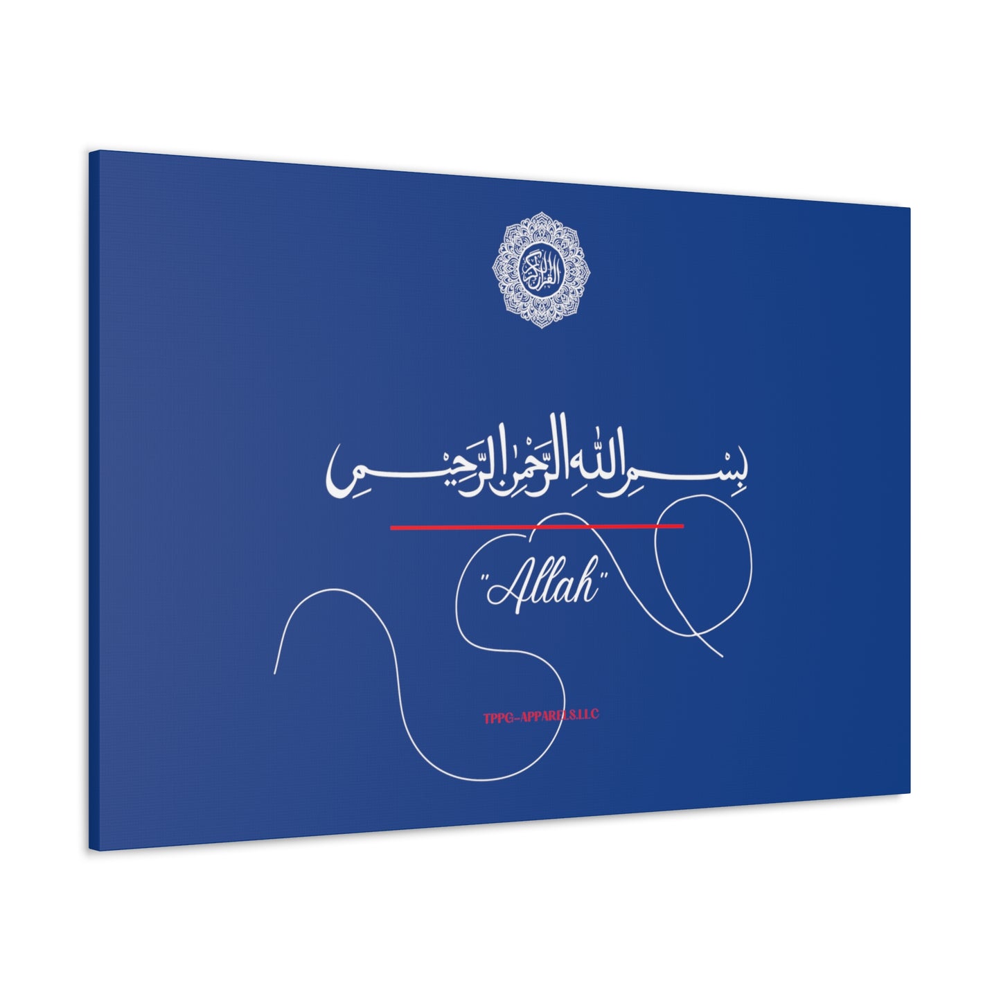 From our "TPPG Brand Arabic Faith Collection" - "Allah.." Canvas Gallery Wraps in Blue/White