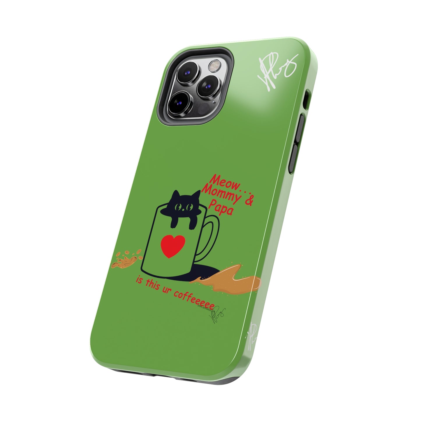 Ok Guys here's another one of our Cutest Coffee Pet Designs (in a Light Green Base Color) Verision from the 'TPPG Collection' Line carries Several sizes of the "iPhone Series" Tough Phone Cases