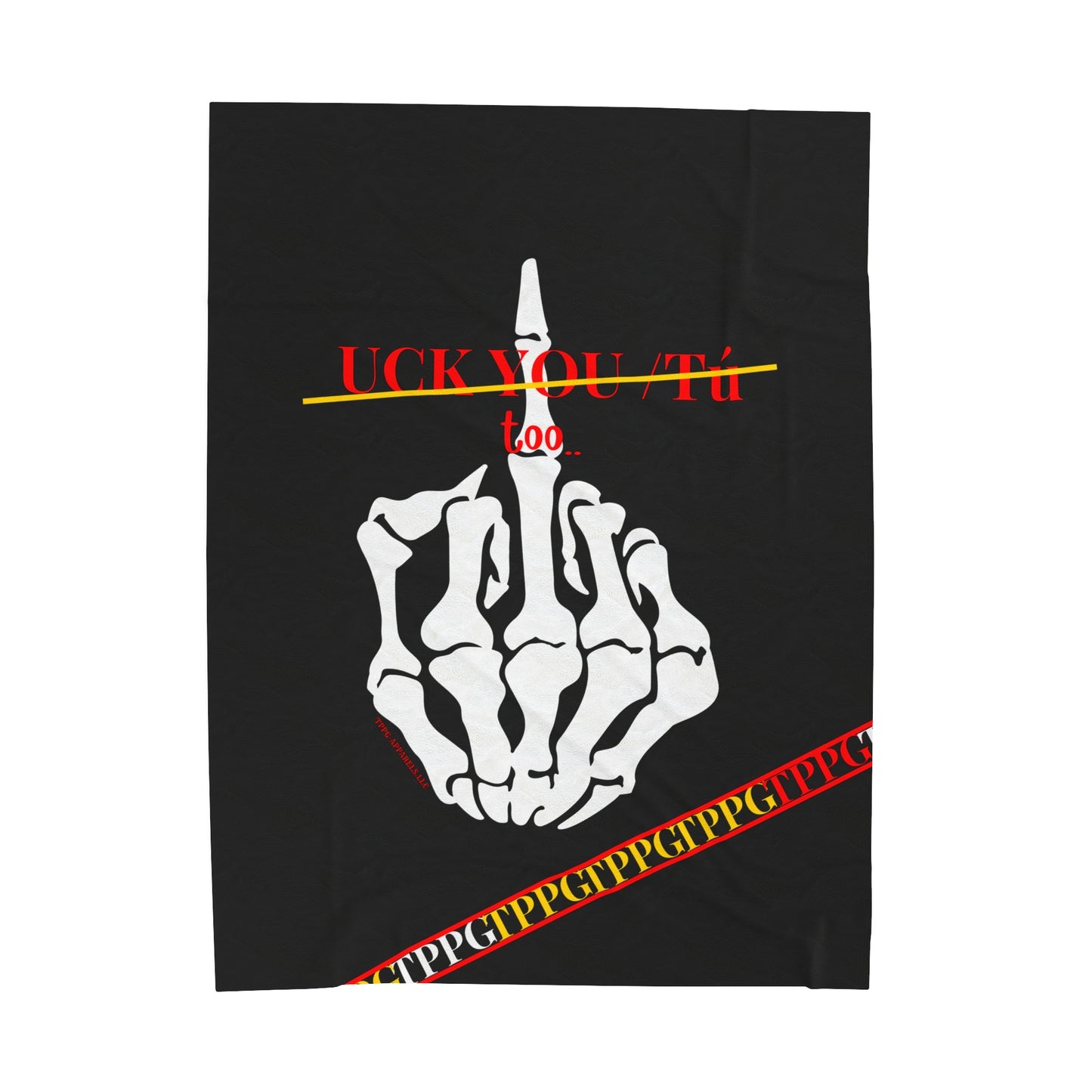 "TPPG-Apparels" Presents a Humorous Fingers Up -'Uck You Tú" Black Velveteen Plush Blanket