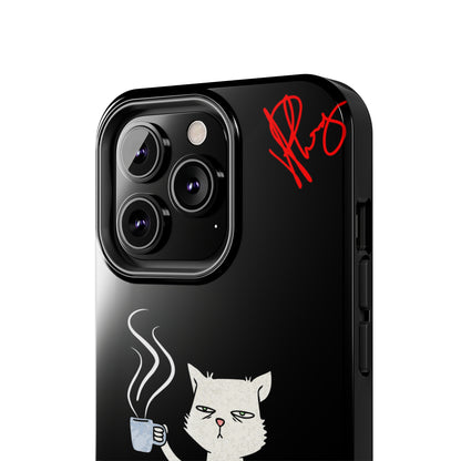 Another Cute "Coffee Cat" Pet Design (in a Simple but Bold Black & White Base Color) Verision from the 'TPPG Collection' Line carries Several sizes of the "iPhone Series" Tough Phone Cases