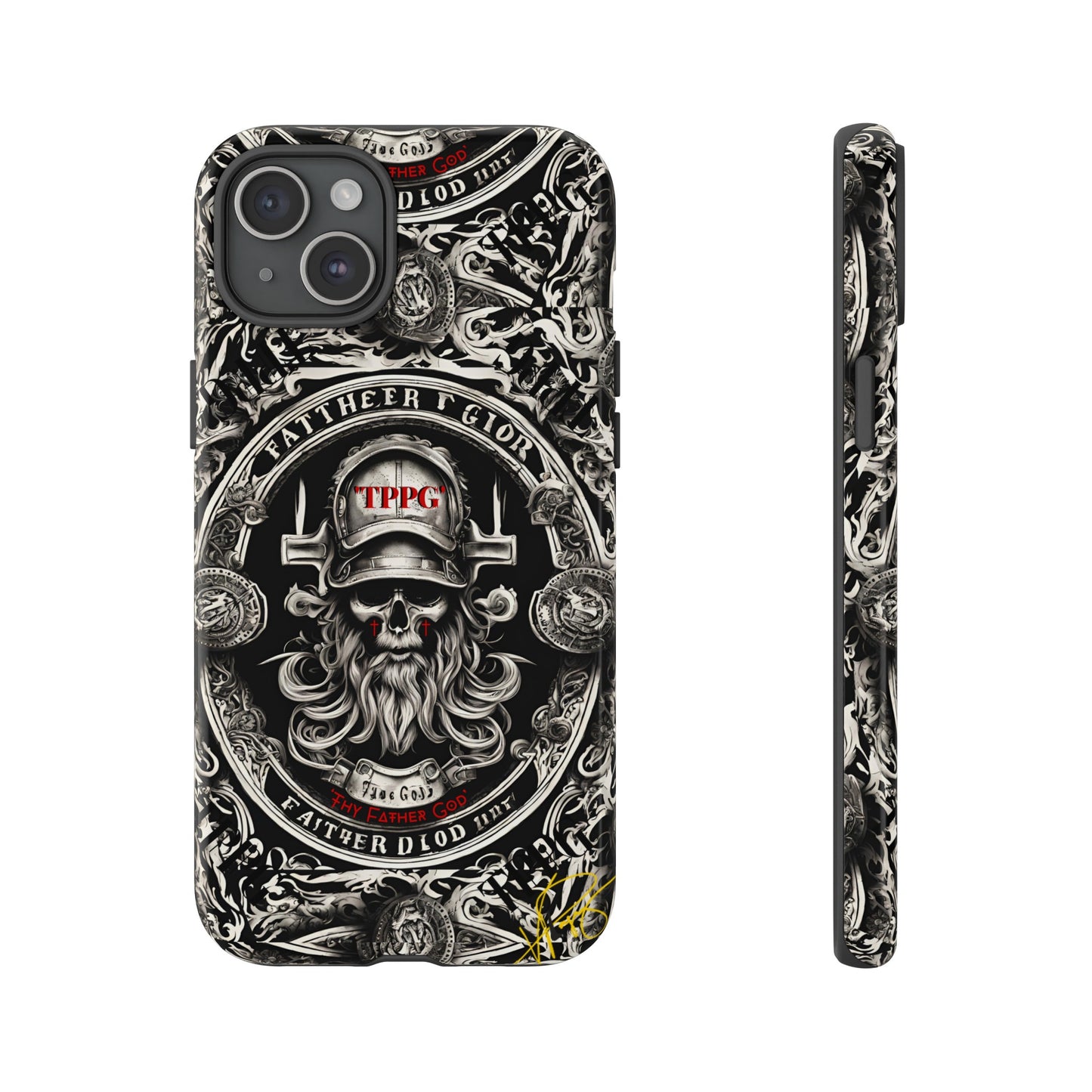 "Father God" iPhone/Google Pixel & Samsung Tough Phone Case (Black/Red & Grey)