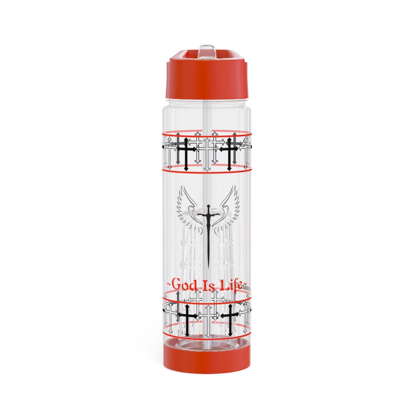 Clear 25oz Sleek 'God Is Life' Print Style INFUSER Water Bottle by the "TPPG-Apparels" (Faith Lovers) Collection