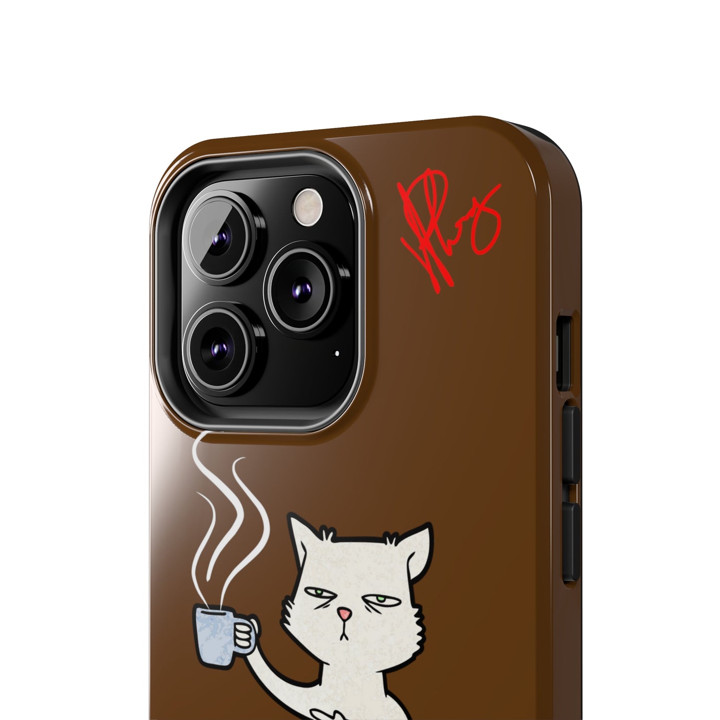 This Lovely Brown Coffee Color Tone - Cutie "Coffee Cat" Pet Design Verision from the 'TPPG Collection' Line carries Several sizes of the "iPhone Series" Tough Phone Cases