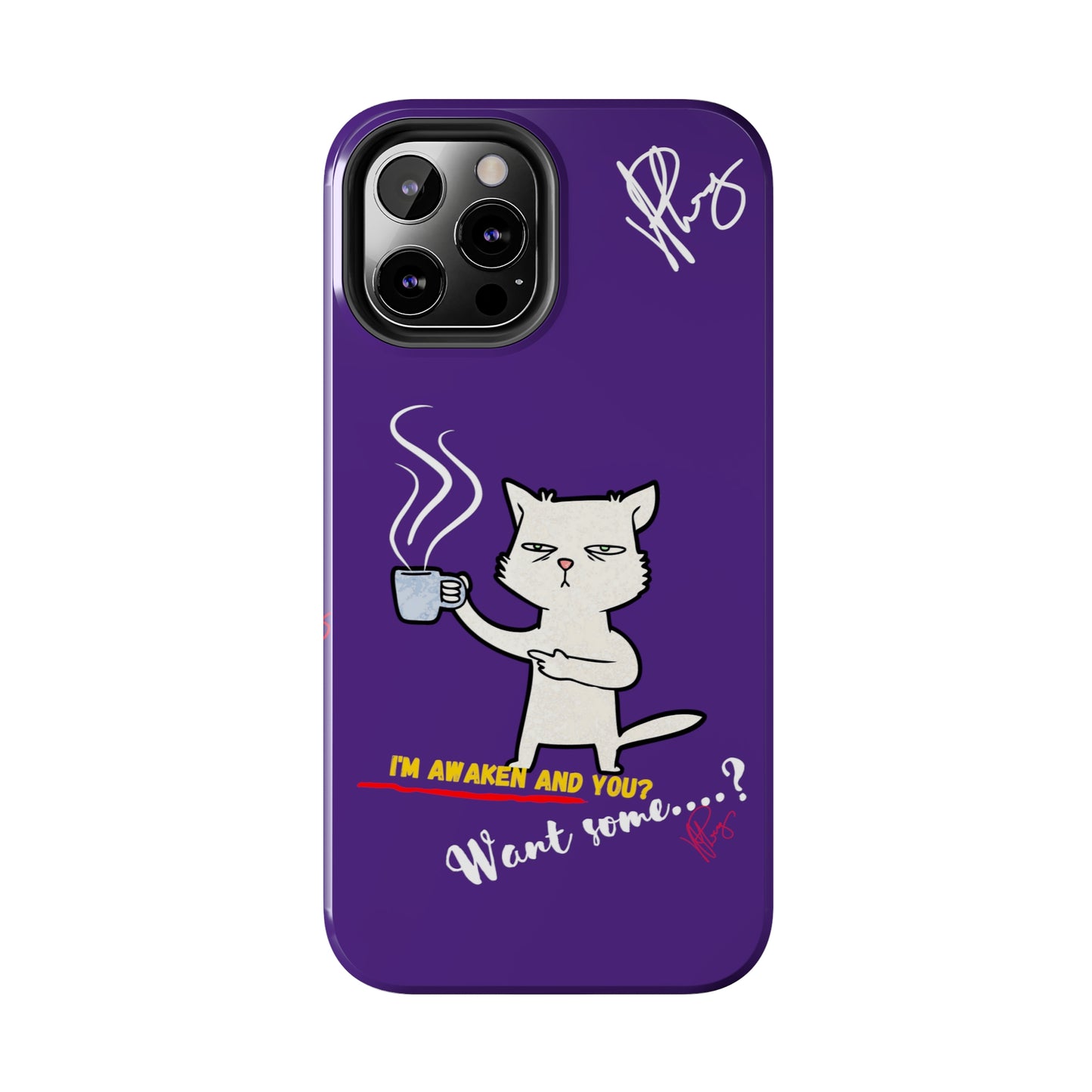 Lovely Bold Purple - Cutie "Coffee Cat" Pet Design Verision from the 'TPPG Collection' Line carries Several sizes of the "iPhone Series" Tough Phone Cases