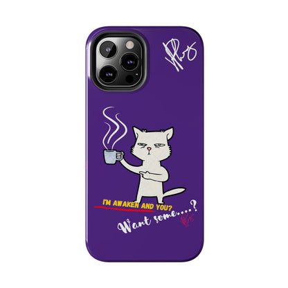 Lovely Bold Purple - Cutie "Coffee Cat" Pet Design Verision from the 'TPPG Collection' Line carries Several sizes of the "iPhone Series" Tough Phone Cases