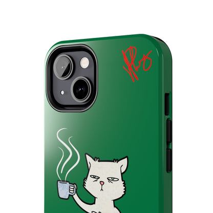 Lovely Forest Green Hue - Cutie "Coffee Cat" Pet Design Verision from the 'TPPG Collection' Line carries Several sizes of the "iPhone Series" Tough Phone Cases