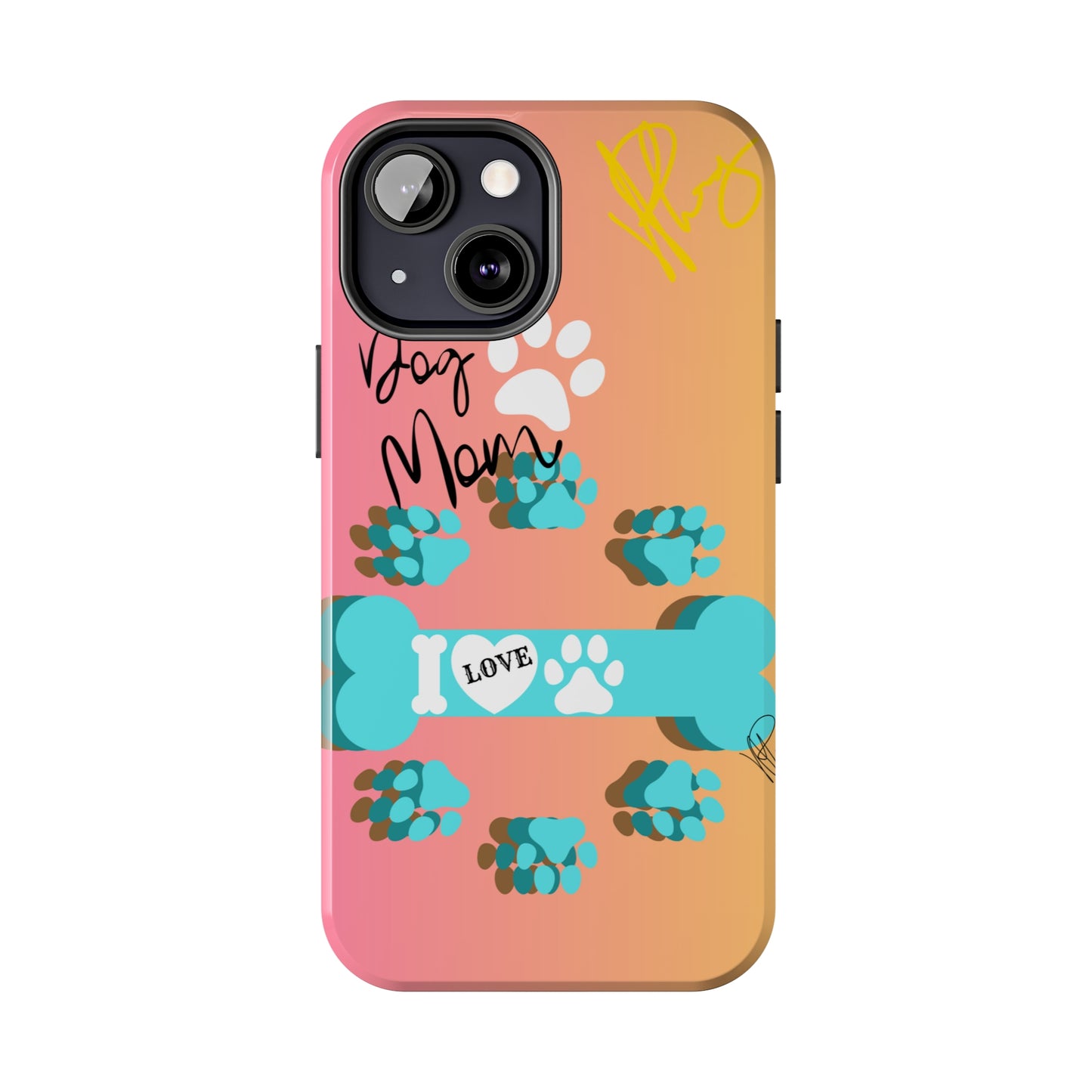 One of our Cutest "Dog Mom" Pet Designs (in a Multi-Colored Base Color) Verision from the 'TPPG Collection' Line carries Several sizes of the "iPhone Series" Tough Phone Cases