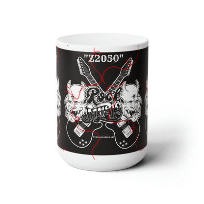 White 15oz Unique "Rock Music" Style Ceramic Mug - by the 'TPPG-Apparels' Brand Collection