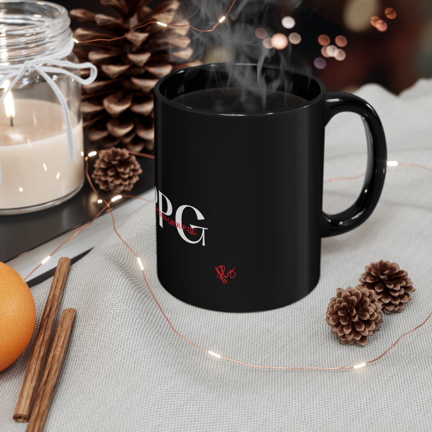 Sleek Style "TPPG Logo Brand" Designer Style from the "TPPG-Apparels Brand" - 11oz Black Glossy Style Mug