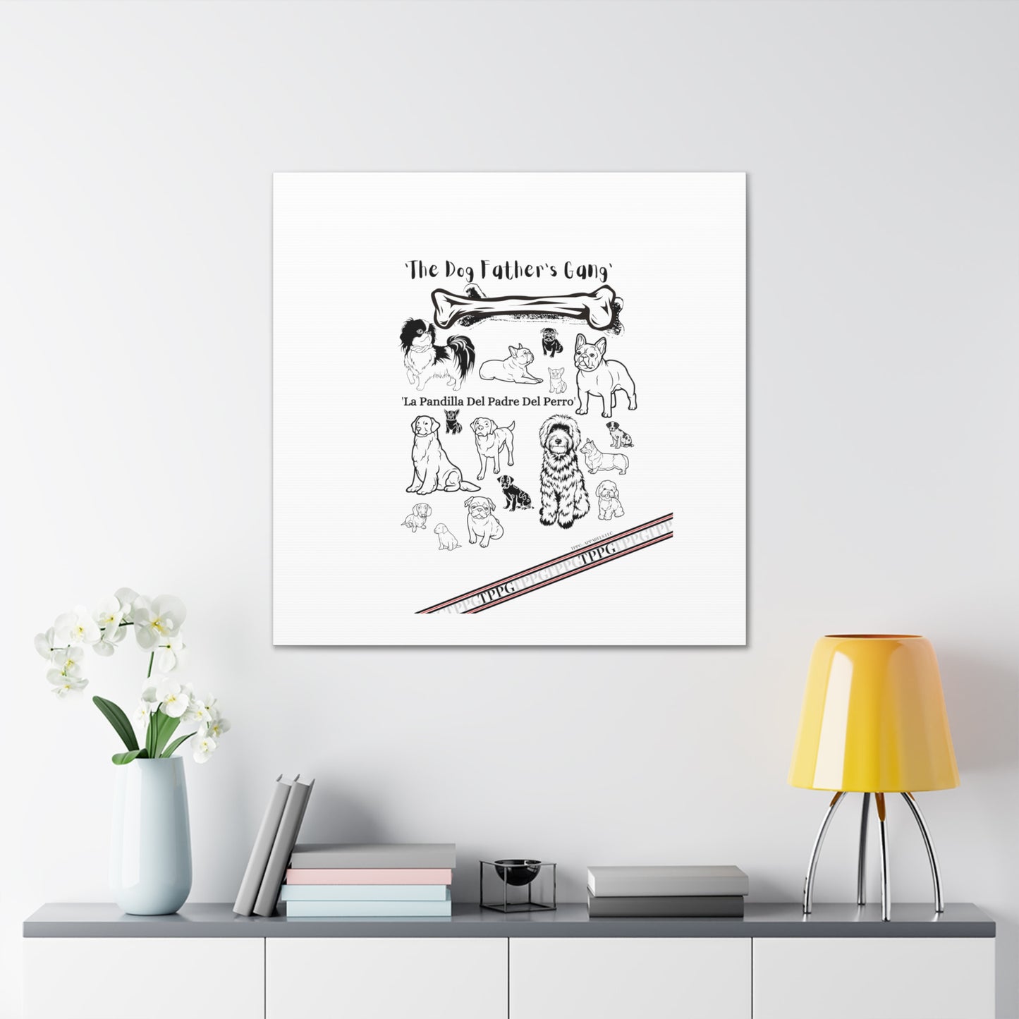 From our "TPPG Brand Pet Collection" - Canvas Gallery Wraps " The Dog FATHER'S Gang.."- on White