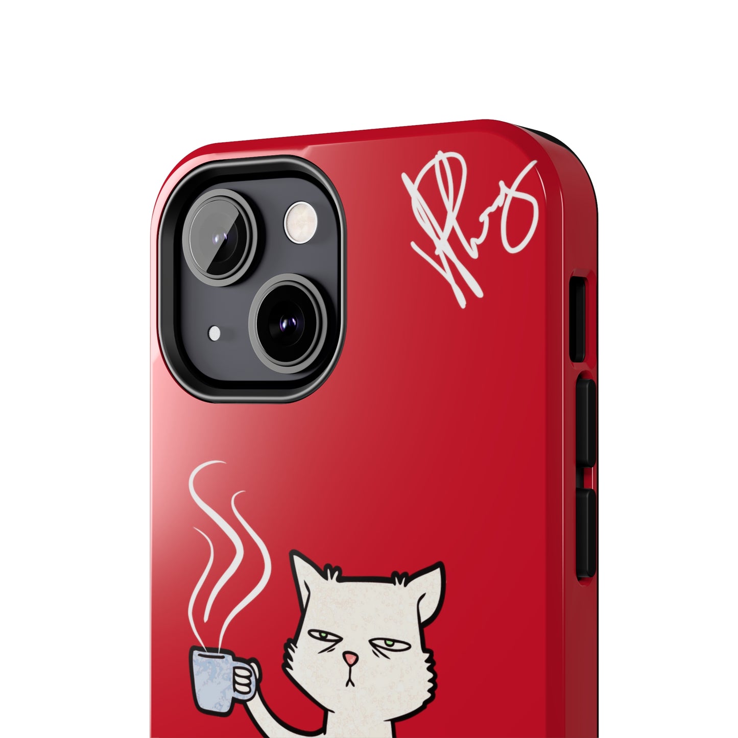 This Lovely Bold Red - Cutie "Coffee Cat" Pet Design Verision from the 'TPPG Collection' Line carries Several sizes of the "iPhone Series" Tough Phone Cases