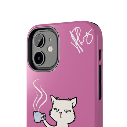 Cutie "Coffee Cat" Pet Design (in a Simple but Kool Tone Pink Base Color) Verision from the 'TPPG Collection' Line carries Several sizes of the "iPhone Series" Tough Phone Cases