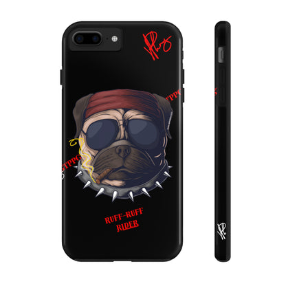 This Tough Design of A "Ruff Rider" with a Black Base Color - Cute Pet Design for Dog Owners Verision from the 'TPPG Collection' Line carries Several sizes of the "iPhone Series" Tough Phone Cases