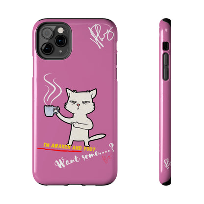 Cutie "Coffee Cat" Pet Design (in a Simple but Kool Tone Pink Base Color) Verision from the 'TPPG Collection' Line carries Several sizes of the "iPhone Series" Tough Phone Cases