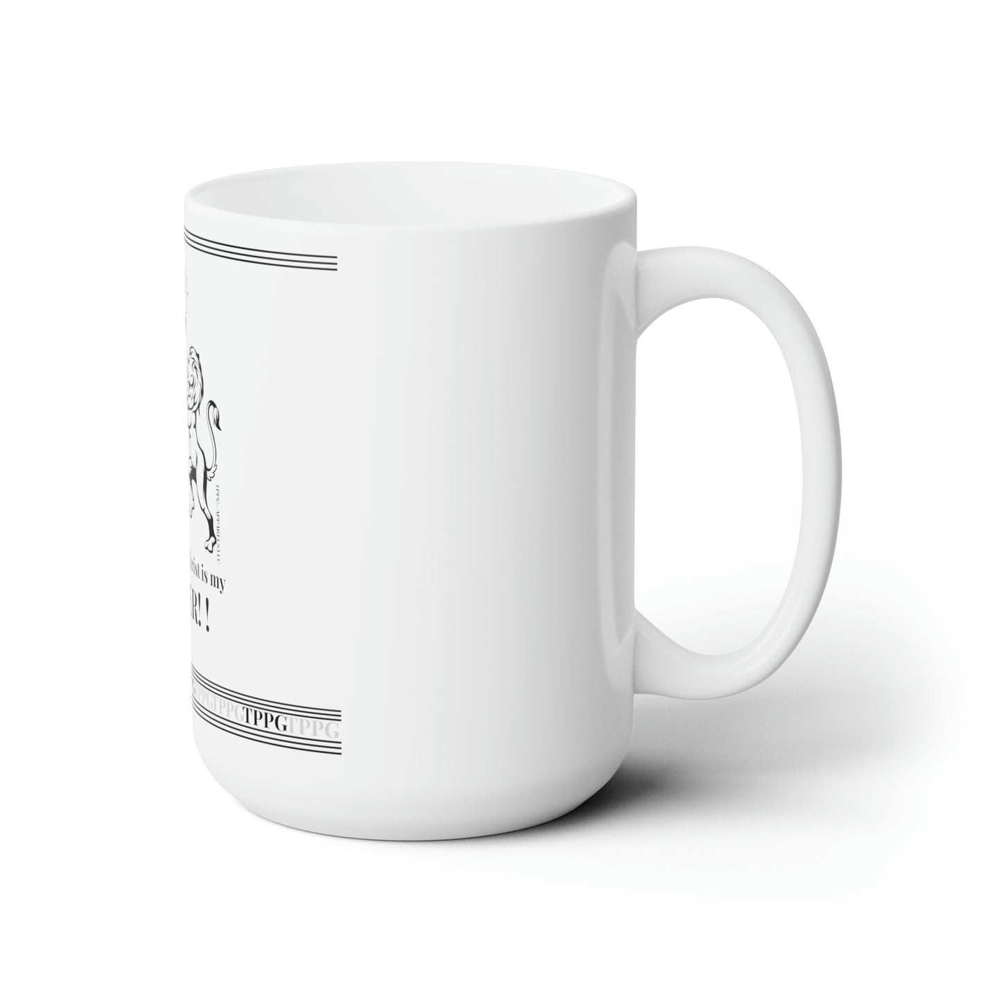 White 15oz Sleek "Faith Base Infused Style" Ceramic Mug - by the 'TPPG-Apparels' Brand Collection