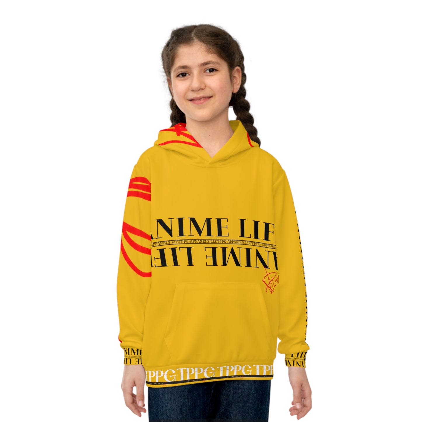 Children's (Yellow) "TPPG Anime Life & Logo" Hoodie in 6 sizes