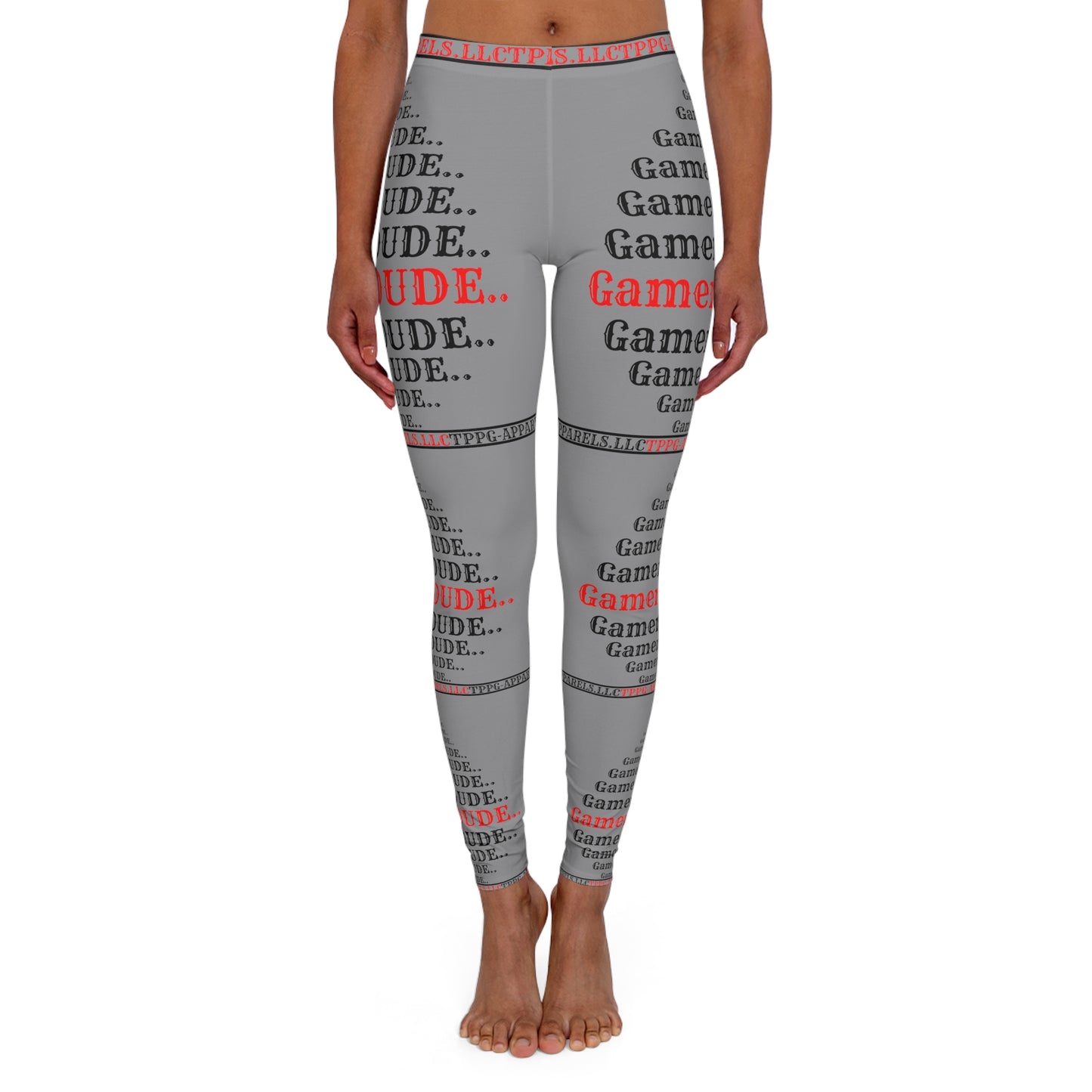 Another design of our Sexy & Stylish (Grey) Women's "Gamer" Spandex Leggings with different sizes By:"TPPG-Apparels" Stylish Brands