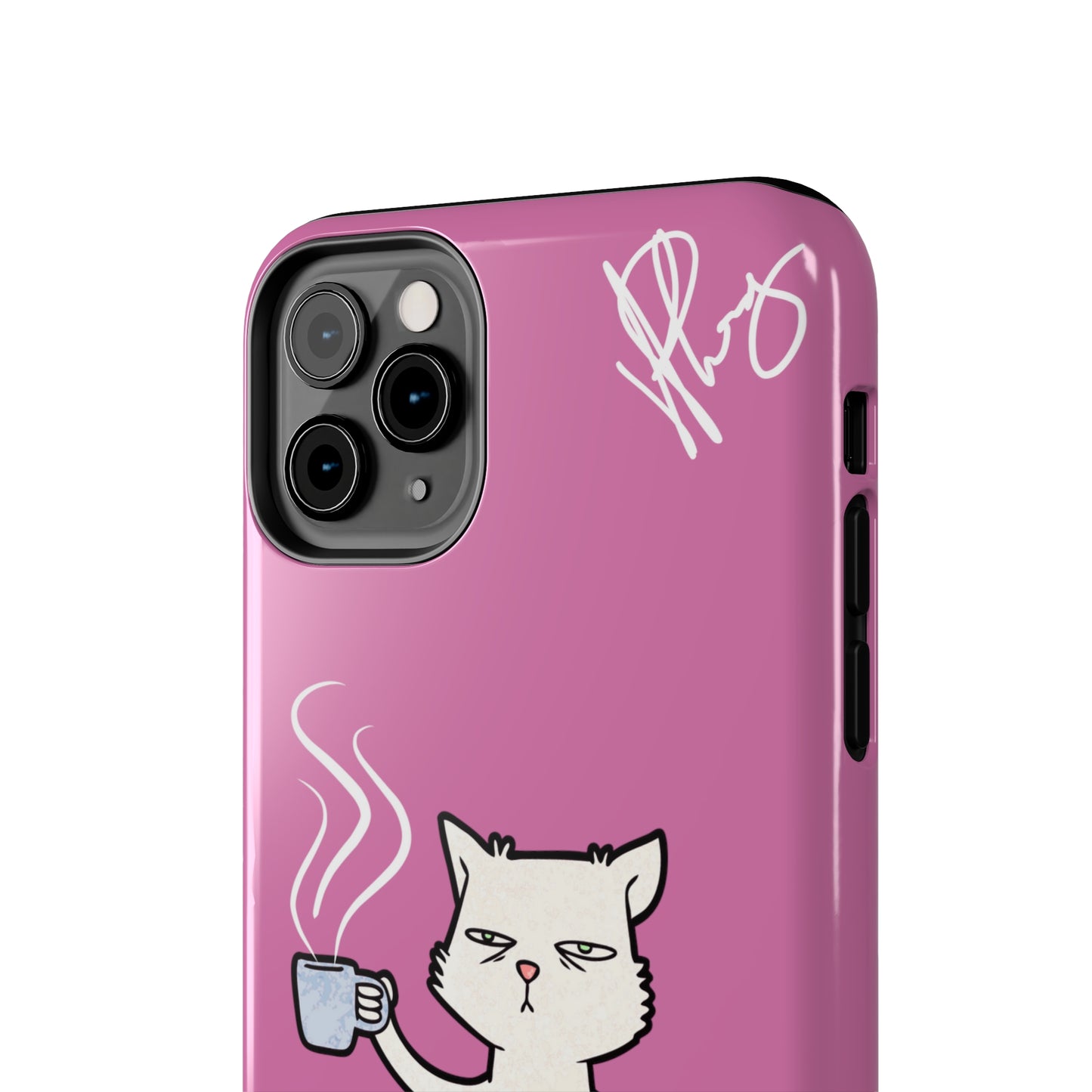 Cutie "Coffee Cat" Pet Design (in a Simple but Kool Tone Pink Base Color) Verision from the 'TPPG Collection' Line carries Several sizes of the "iPhone Series" Tough Phone Cases