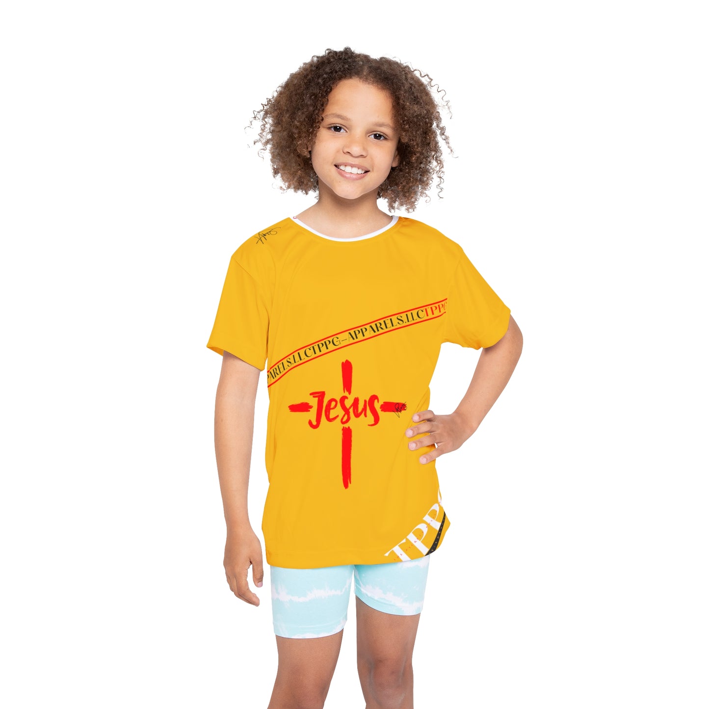 Kids Sport "Jesus Cross" Yellow Jersey/Tee-By:"TPPG" Juniors/Kids Collections