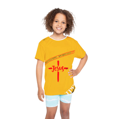 Kids Sport "Jesus Cross" Yellow Jersey/Tee-By:"TPPG" Juniors/Kids Collections