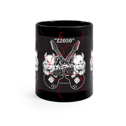 11oz Black "Rock Music" Glossy Finish Coffee/Tea Mug-from the 'TPPG-Apparels' "Z2050" Collection