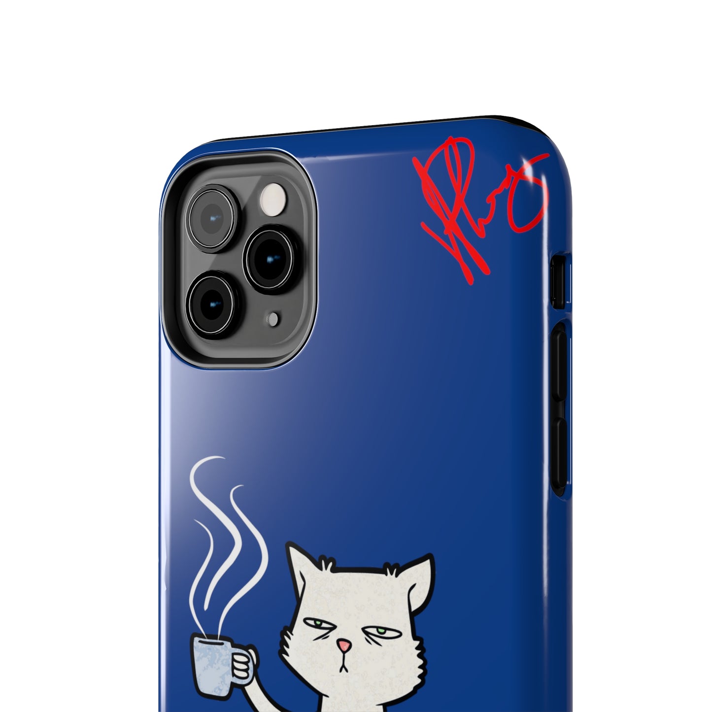 Another Cute "Coffee Cat" Pet Design (in a Simple but Kool Bold Blue & White Base Color) Verision from the 'TPPG Collection' Line carries Several sizes of the "iPhone Series" Tough Phone Cases