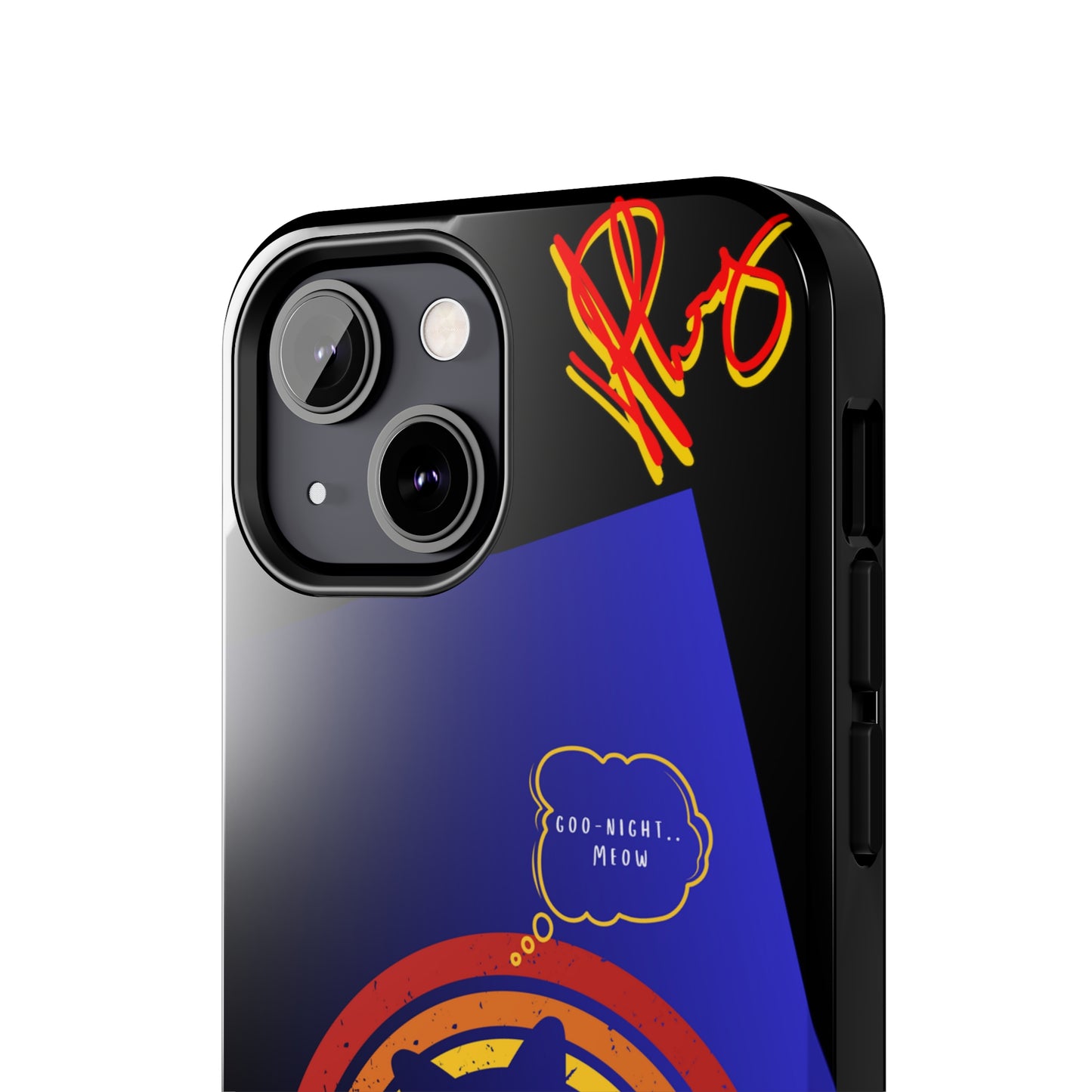 Our Cutest "Goo Night Meow.." Pet Designs (in a Bold Purple/Blue/Black Base Color) Verision from the 'TPPG Collection' Line carries Several sizes of the "iPhone Series" Tough Phone Cases