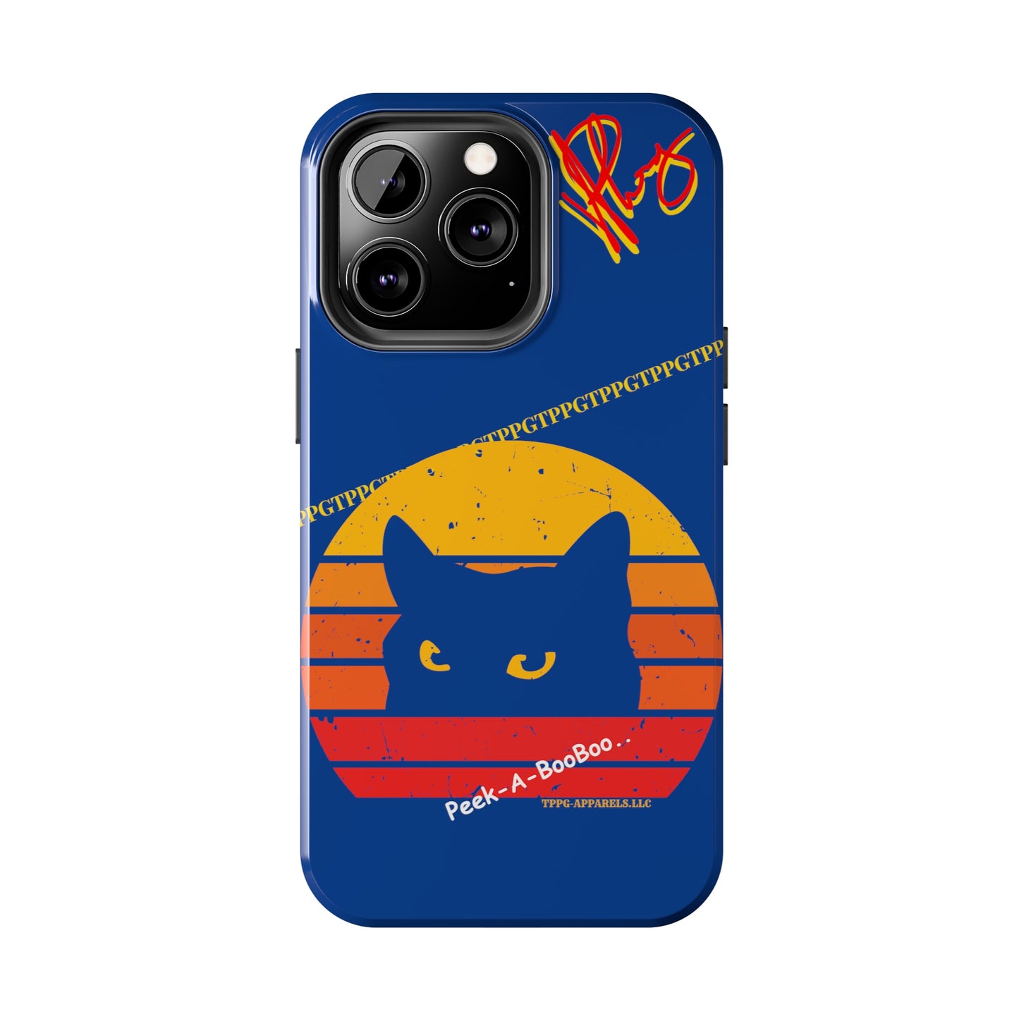 Custom Cat Design Phone Cases "Peek-A-BOOO.." (Black Multi-Colored)