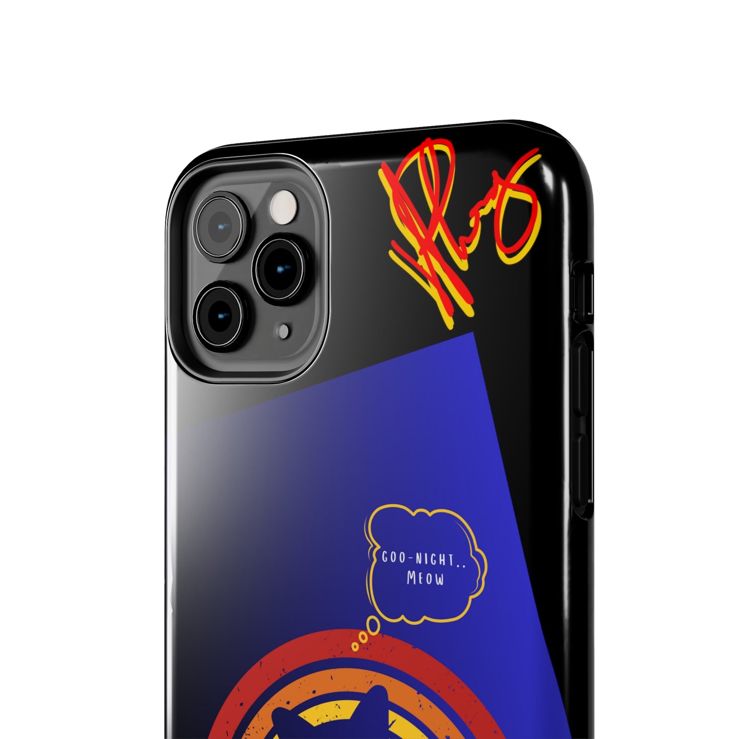 Our Cutest "Goo Night Meow.." Pet Designs (in a Bold Purple/Blue/Black Base Color) Verision from the 'TPPG Collection' Line carries Several sizes of the "iPhone Series" Tough Phone Cases