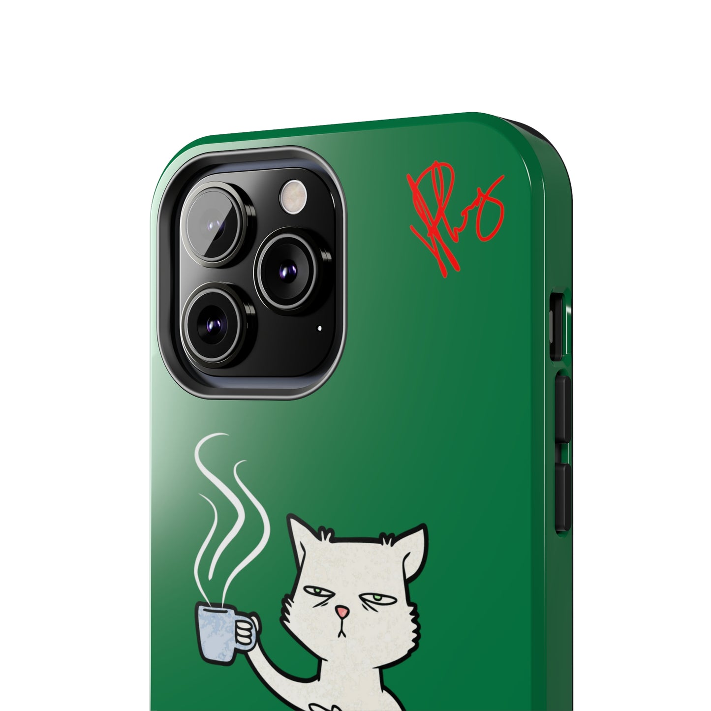 Lovely Forest Green Hue - Cutie "Coffee Cat" Pet Design Verision from the 'TPPG Collection' Line carries Several sizes of the "iPhone Series" Tough Phone Cases