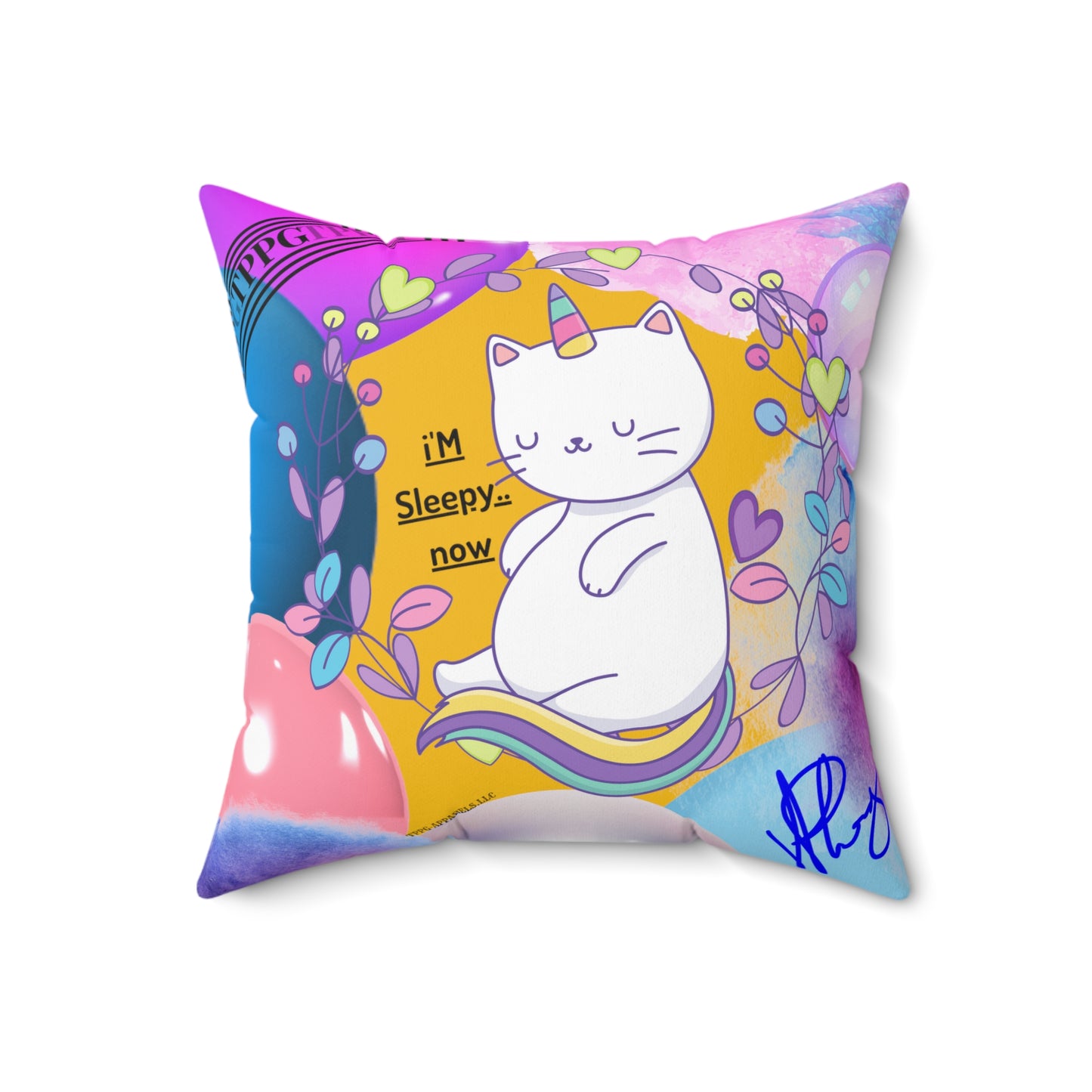 (Children) Spun Polyester ('1 side') Square Pillow (4 sizes-Yellow Bgd) - By: "TPPG KIds Collection"