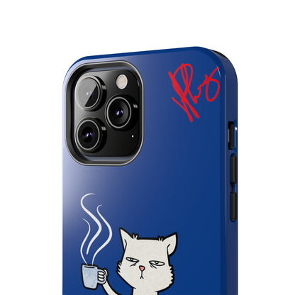 Another Cute "Coffee Cat" Pet Design (in a Simple but Kool Bold Blue & White Base Color) Verision from the 'TPPG Collection' Line carries Several sizes of the "iPhone Series" Tough Phone Cases