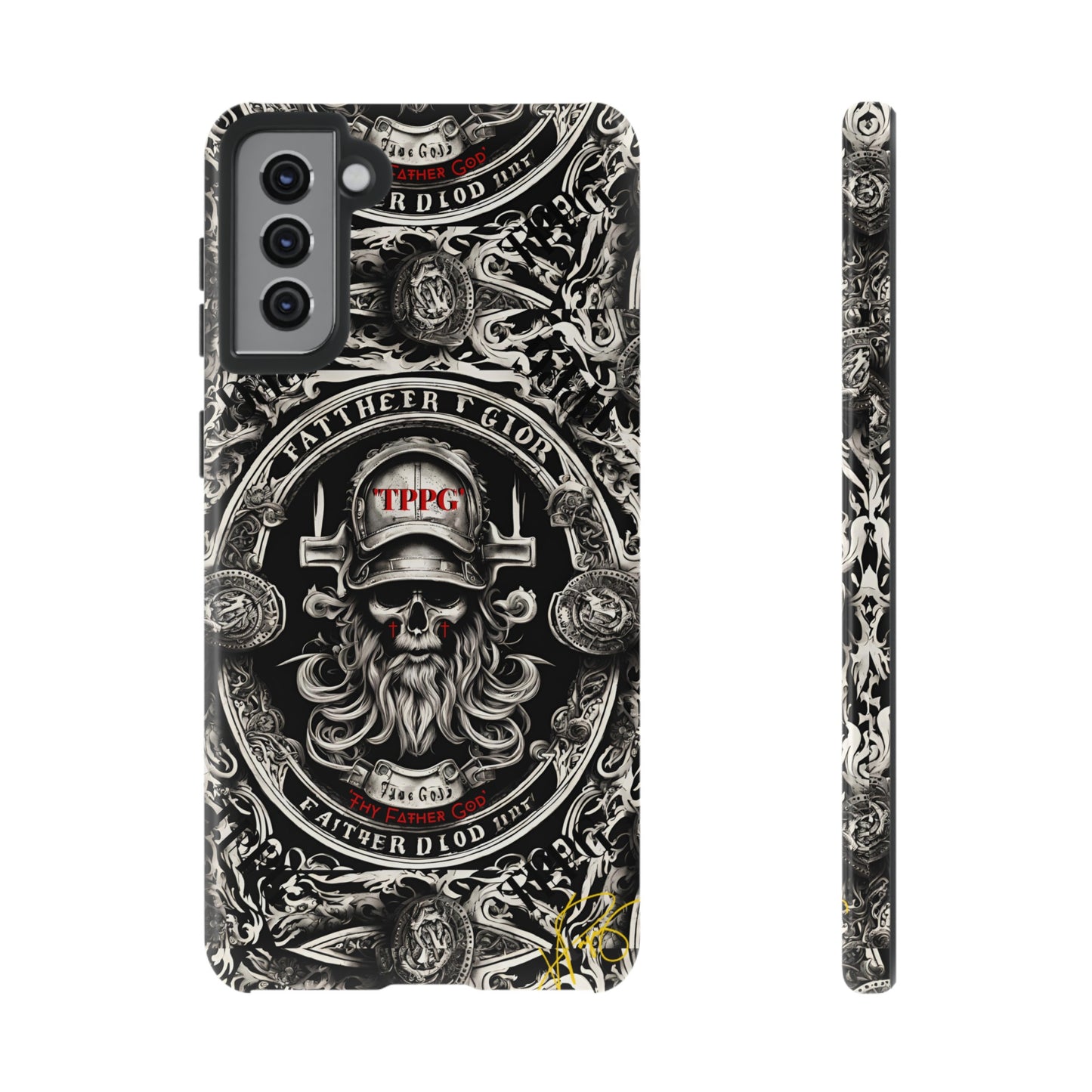 "Father God" iPhone/Google Pixel & Samsung Tough Phone Case (Black/Red & Grey)