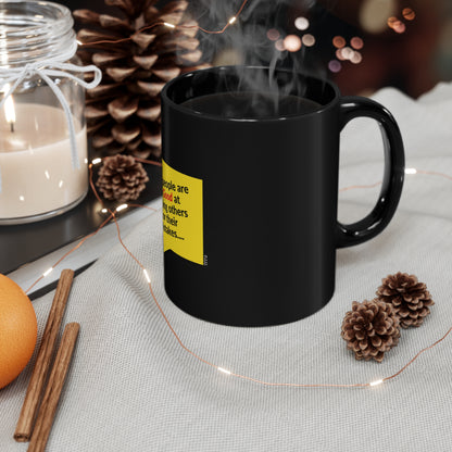 These Sleek & Humorous "Yellow Card Collection-Note to Self" from the "TPPG-Apparels Brand" - 11oz Black Glossy Style Mug