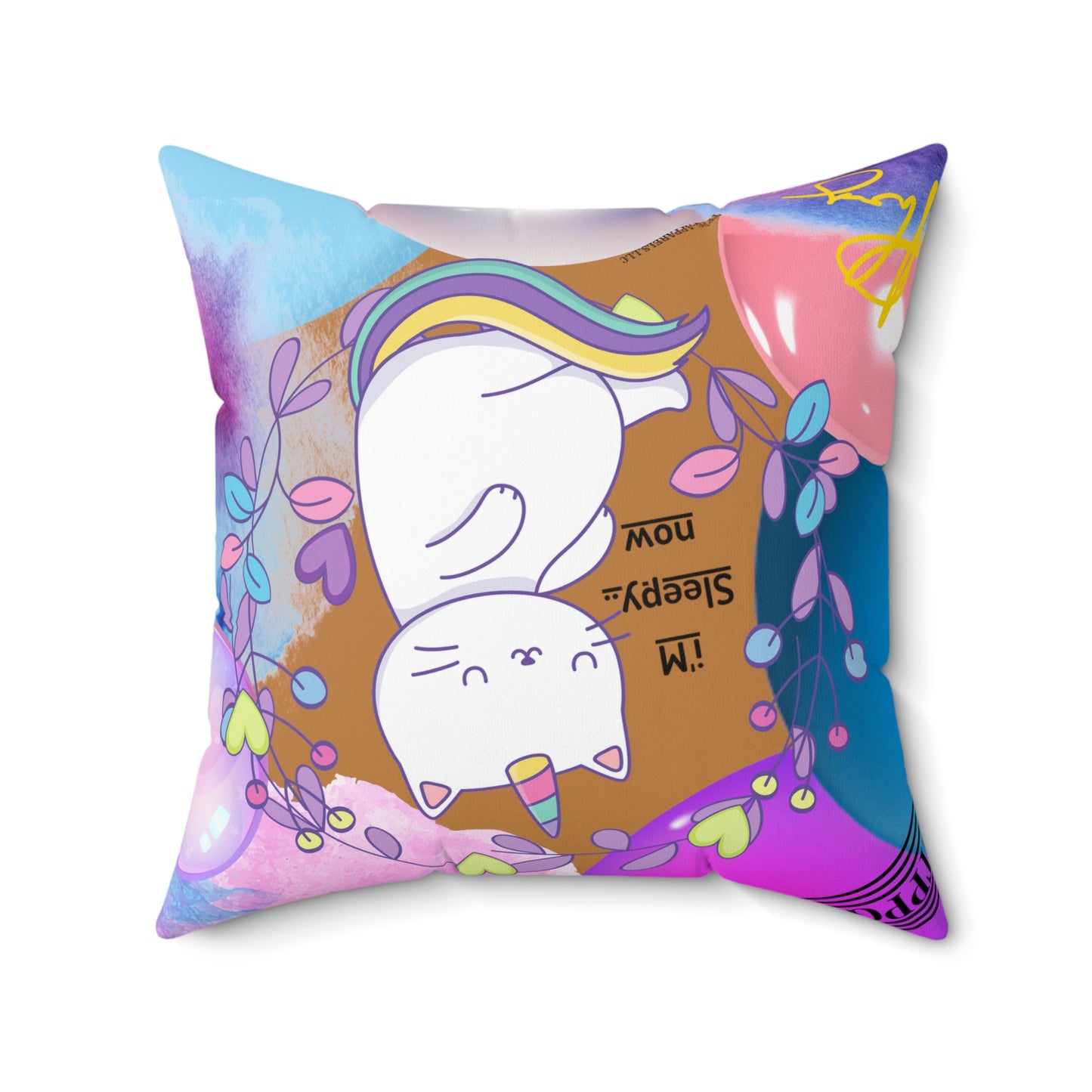 (Toddler/Kid) Spun Polyester Square Pillow (4 sizes-Lt. Brown Bgd) - By: "TPPG KIds Collection"