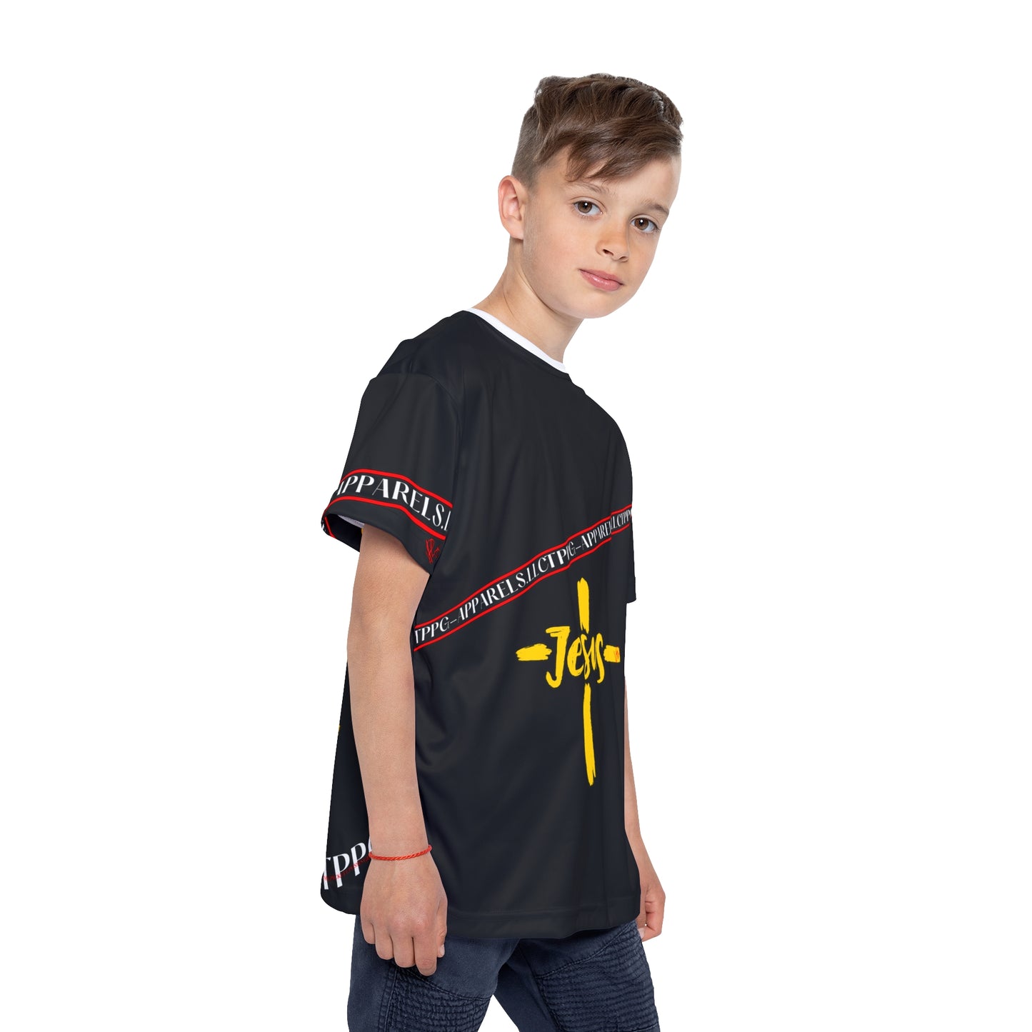 Kids (Black) 'Jesus/Faith' Sports Jersey/T-Shirt