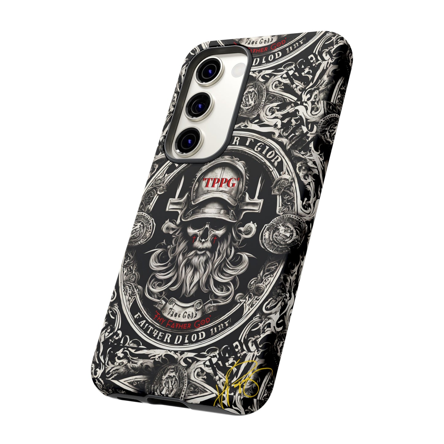 "Father God" iPhone/Google Pixel & Samsung Tough Phone Case (Black/Red & Grey)