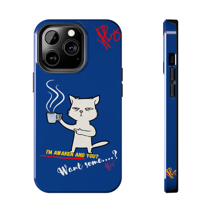 Another Cute "Coffee Cat" Pet Design (in a Simple but Kool Bold Blue & White Base Color) Verision from the 'TPPG Collection' Line carries Several sizes of the "iPhone Series" Tough Phone Cases